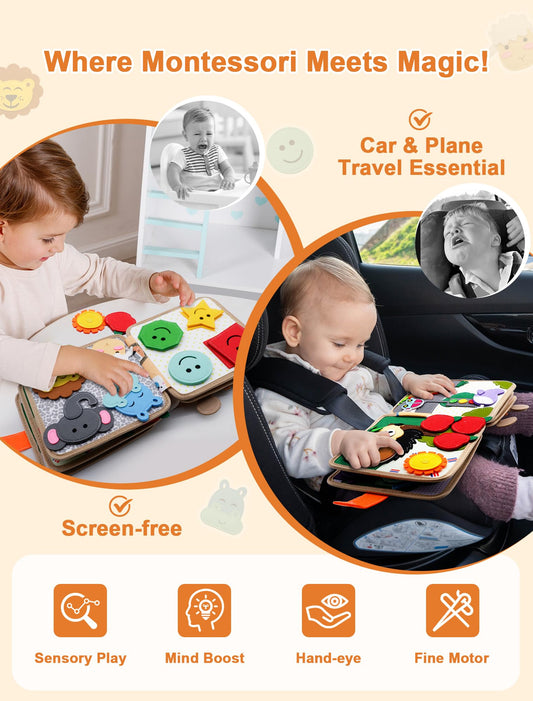 BizyKoady Busy Book rainbow bird matching enhances color recognition and puzzle solving.