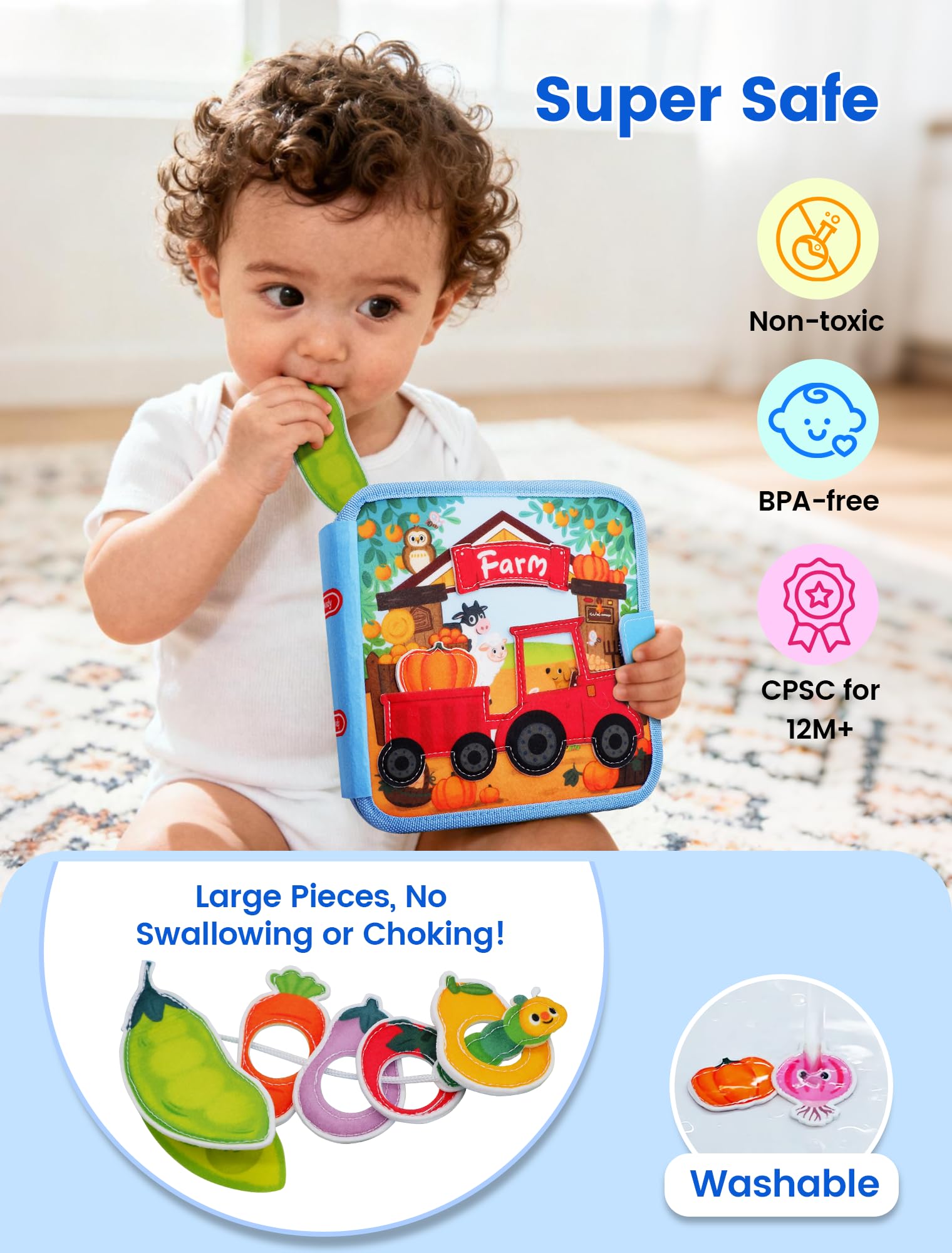BizyKoady Farm Busy Book farm stand play teaches numbers and trade.