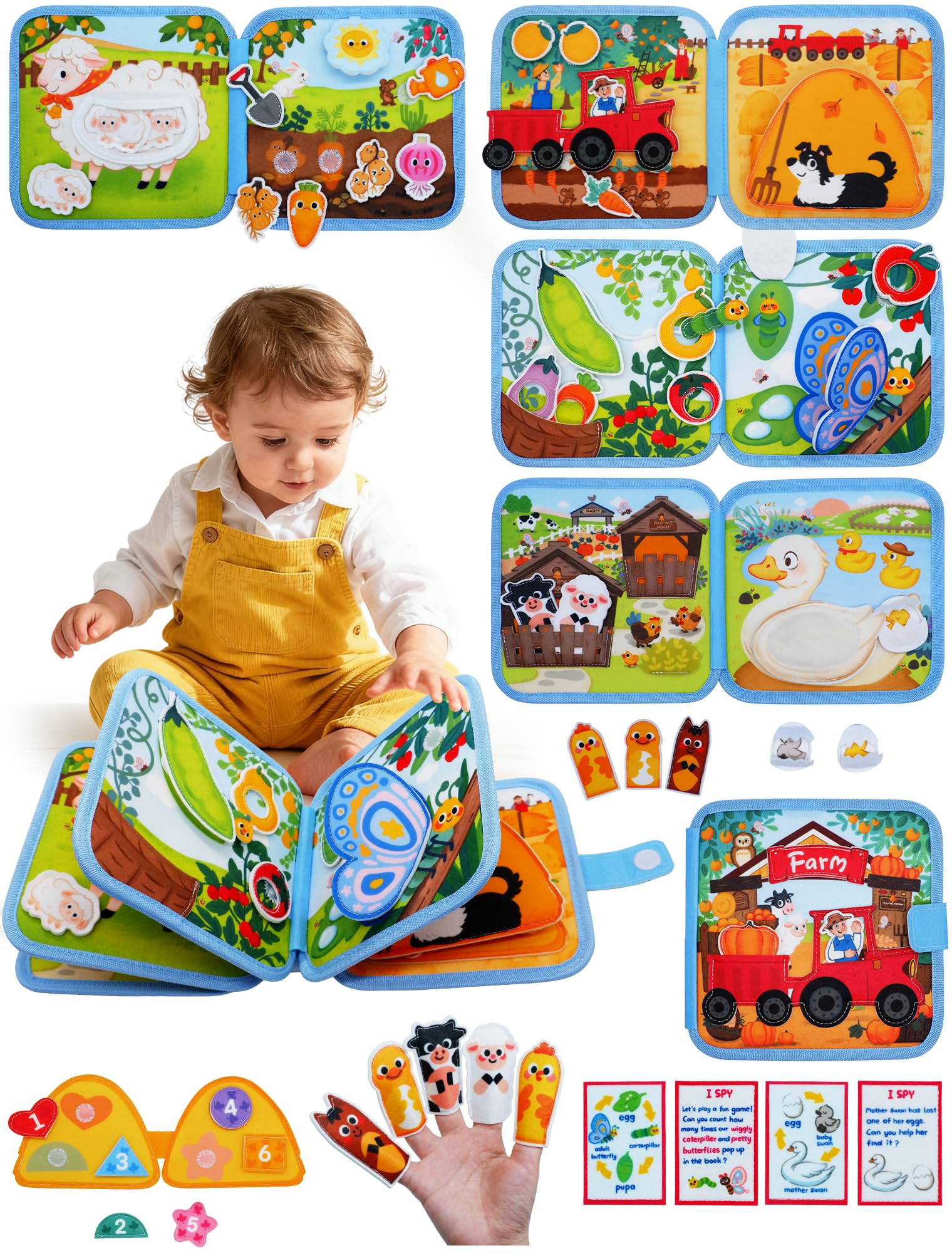 BizyKoady Farm Busy Book front cover engages toddlers with screen-free play.
