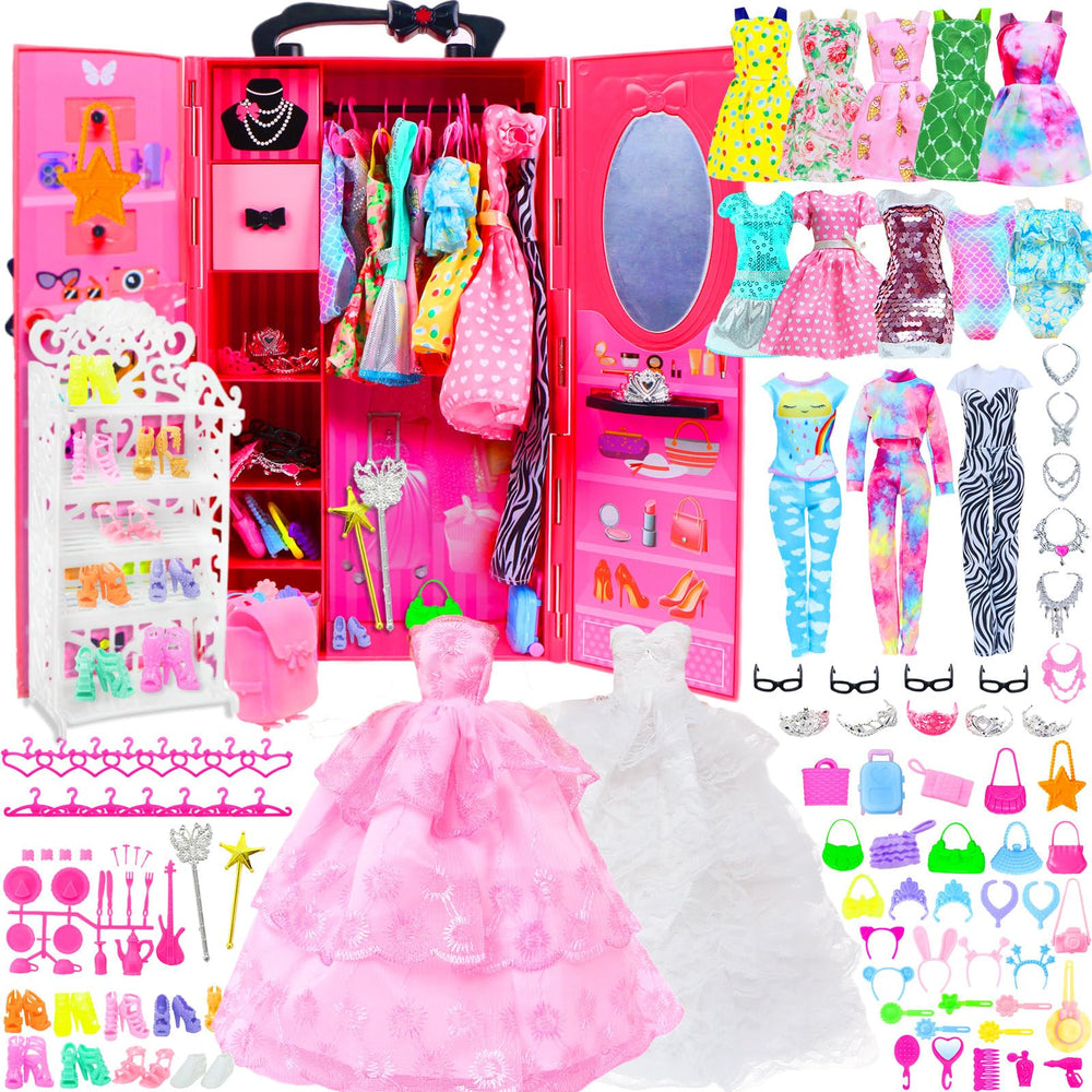BJDBUS doll wardrobe closet unit for organized play and easy clothing access