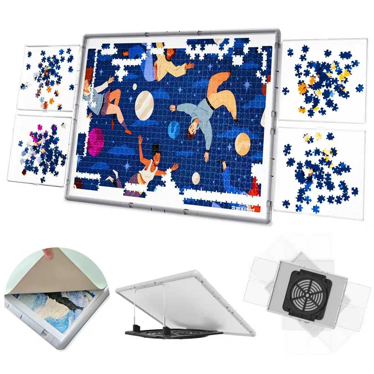 BJPuzT 1000-piece puzzle board 3-in-1, portable for seniors and adults