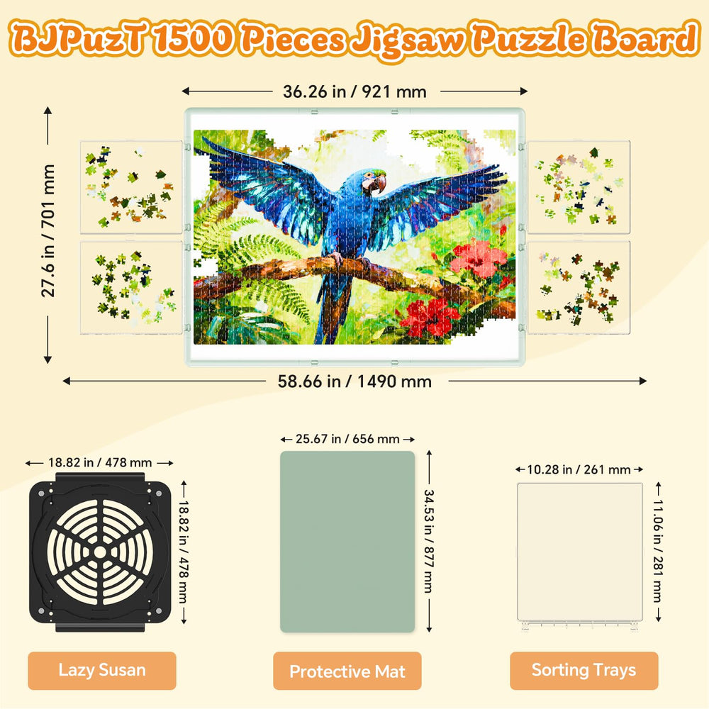 BJPuzT dual-sided puzzle table surface supports puzzles and dining.