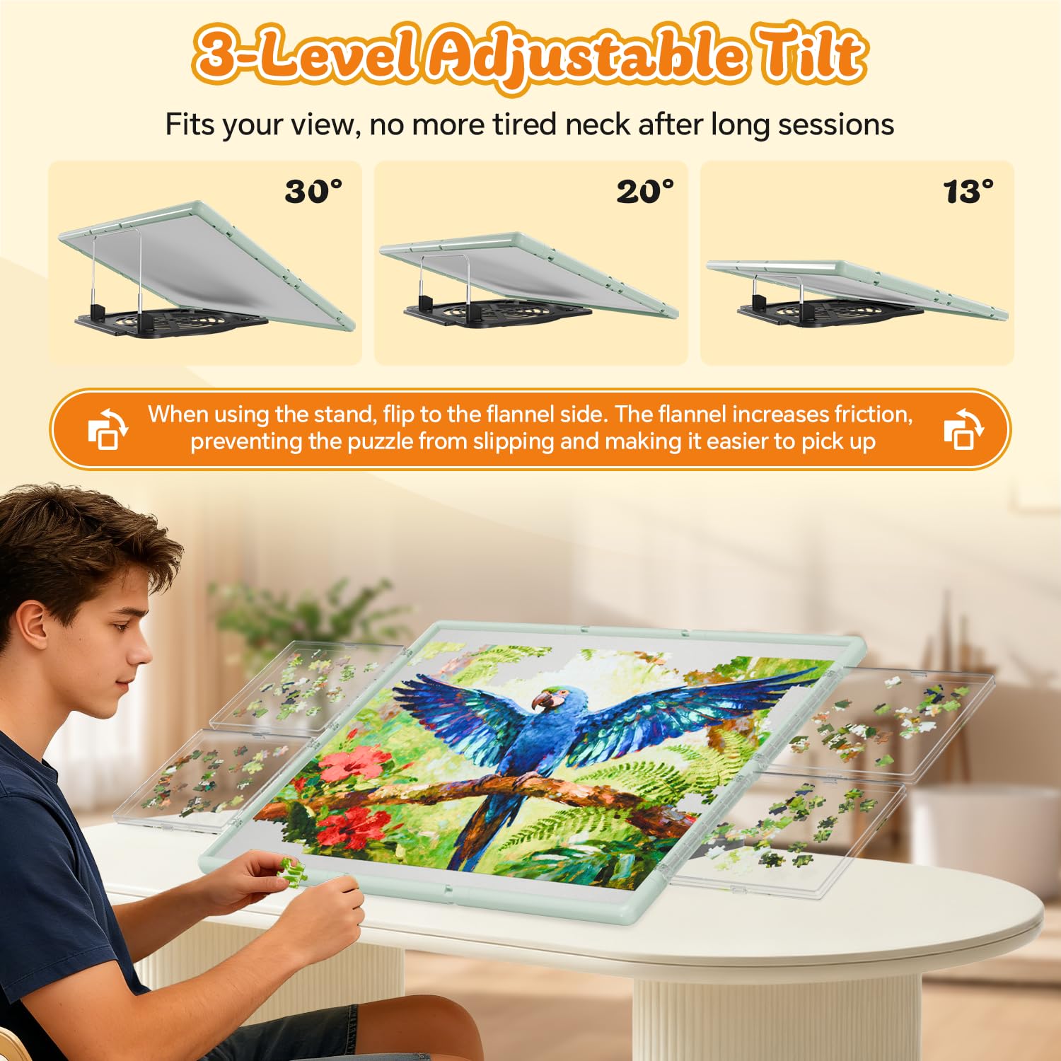 BJPuzT velvet surface prevents pieces slipping during long puzzle sessions.