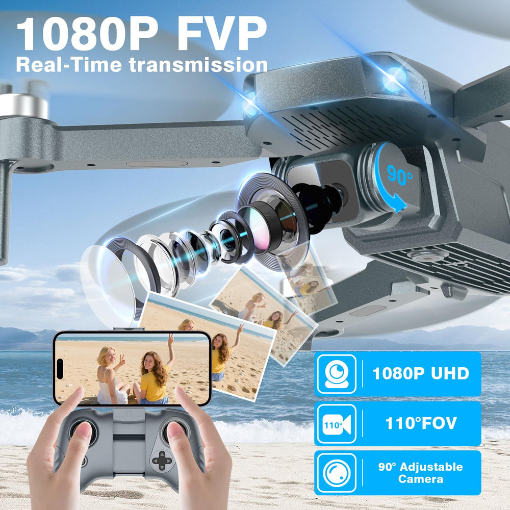 BKiy foldable RC quadcopter shown in compact form for travel readiness.
