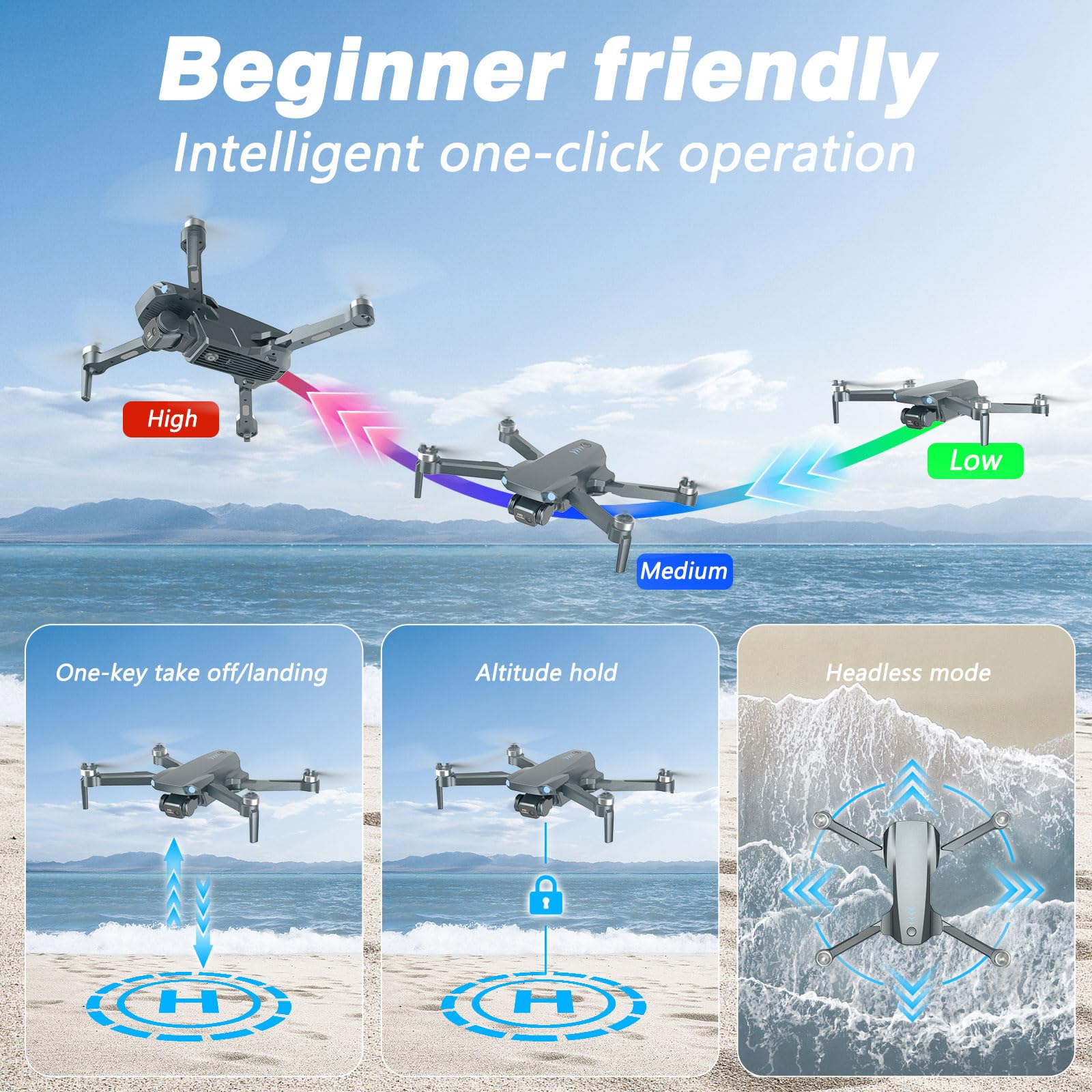 BKiy drone in headless mode providing easier orientation for beginners.
