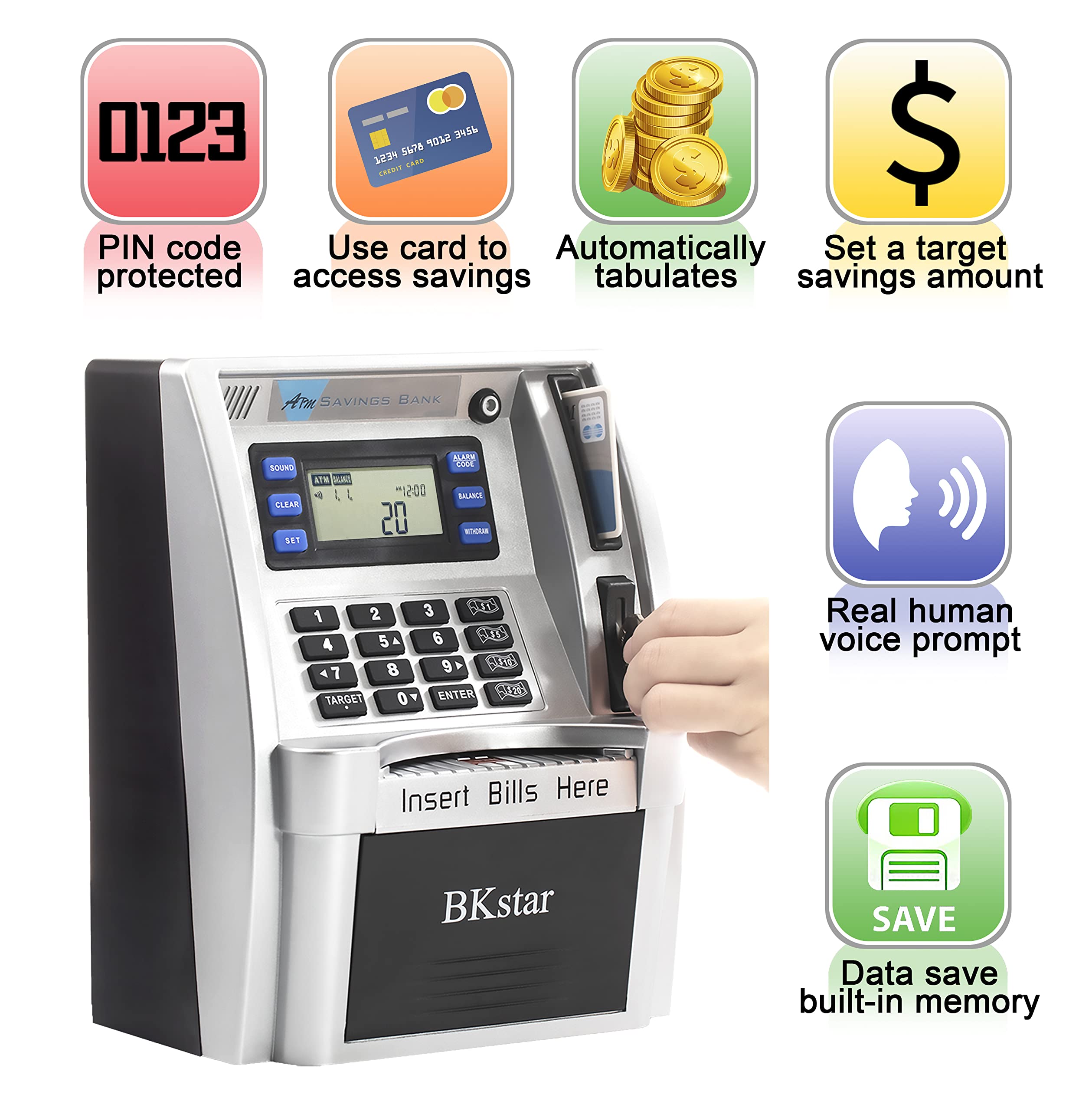 BKstar ATM piggy bank auto-opening drawer for easy deposits.