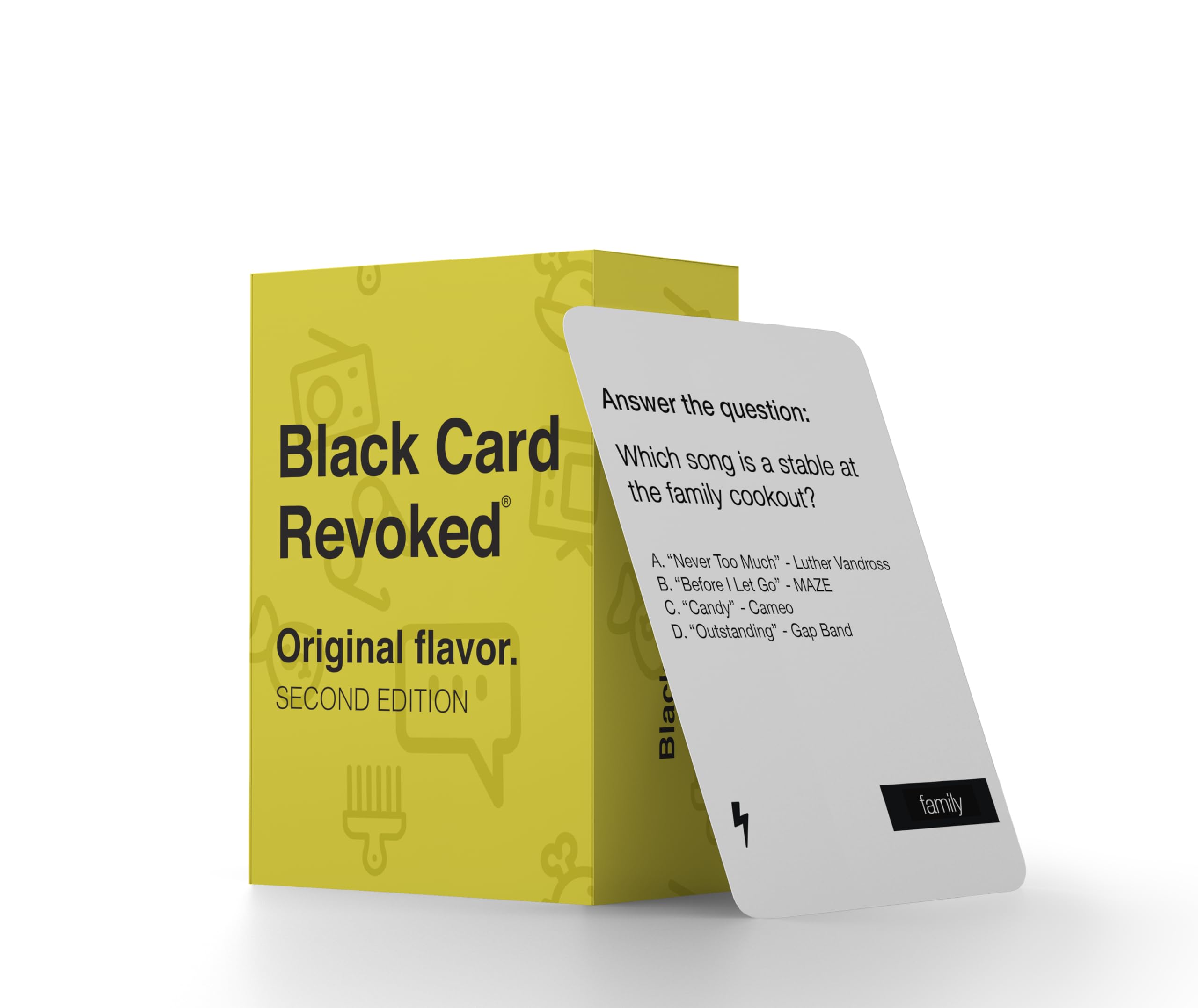Black Card Revoked deck contents including 30 correct and 50 majority cards.