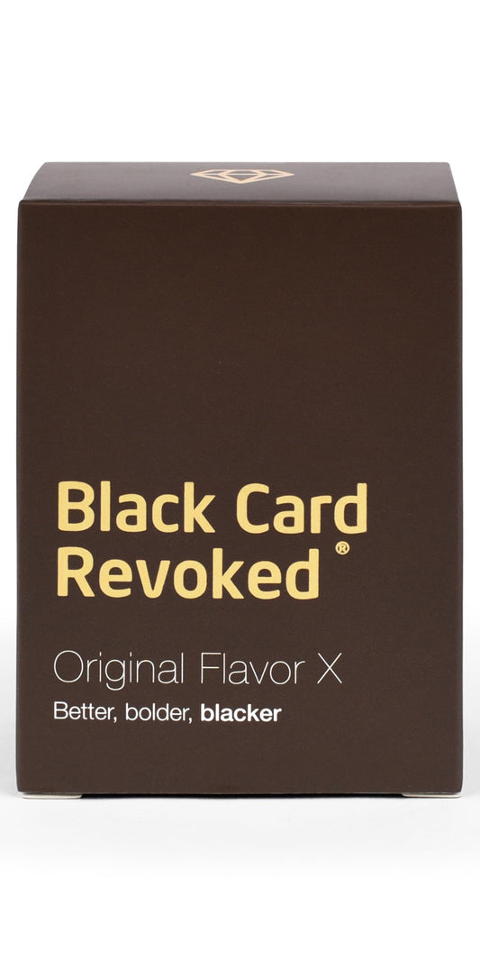 Black Card Revoked Edition X deck for bold trivia at family game nights.