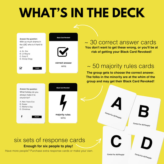 Black Card Revoked Edition X player huddle encourages lively debate and quick teamwork.