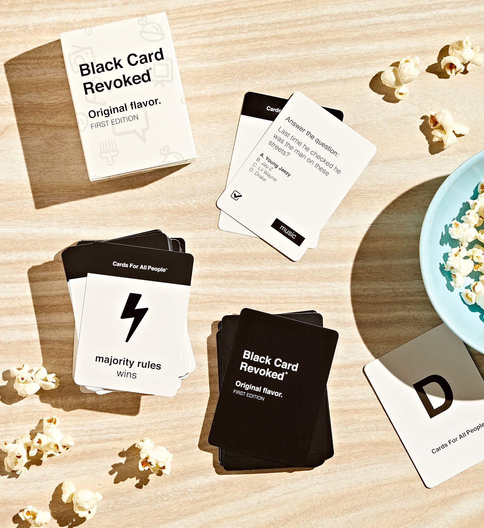 Black Card Revoked Original Flavor deck laid out for group play