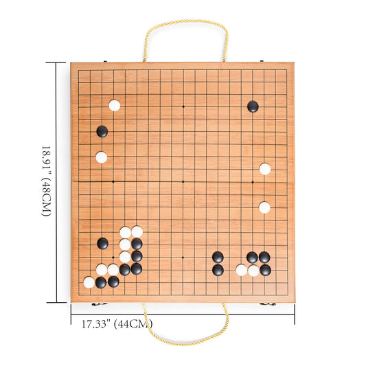 Black Long Di Fang Go board folded compact for easy storage.
