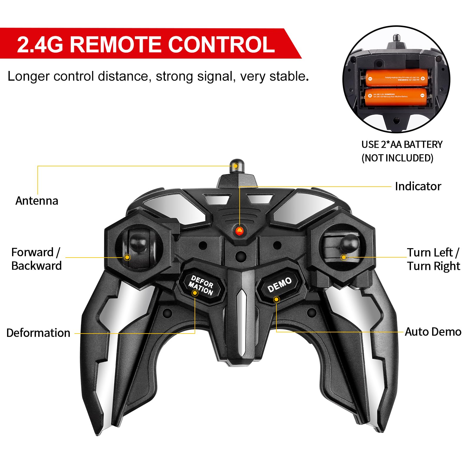 Blackma 2.4GHz remote controller enables interference-free multi-car fun.