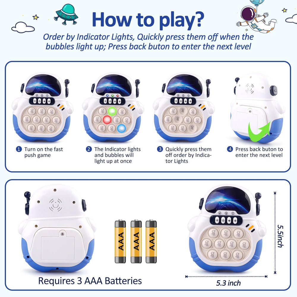Blackma Fast Push Light Up Astronaut with lights active for engaging play