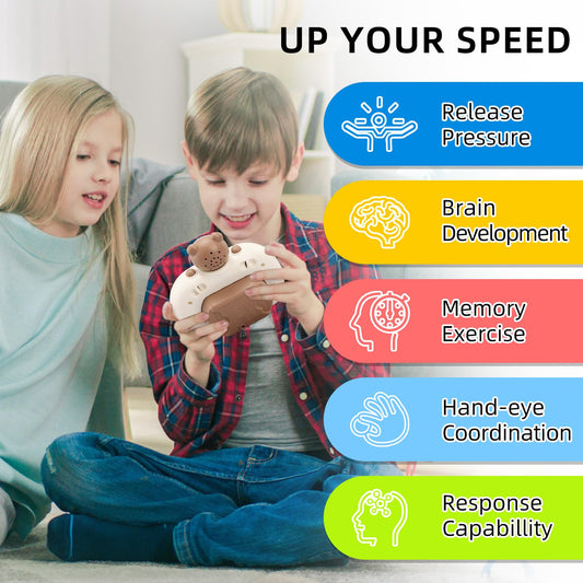 Blackma bear pop handheld puzzle with LED levels for engaging challenges
