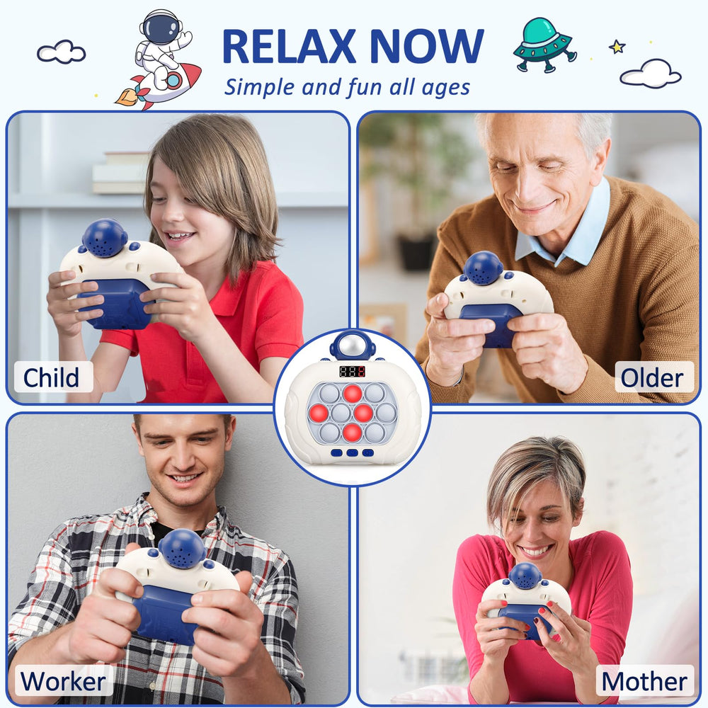 Blackma Pop Game Astronaut child holding the handheld toy