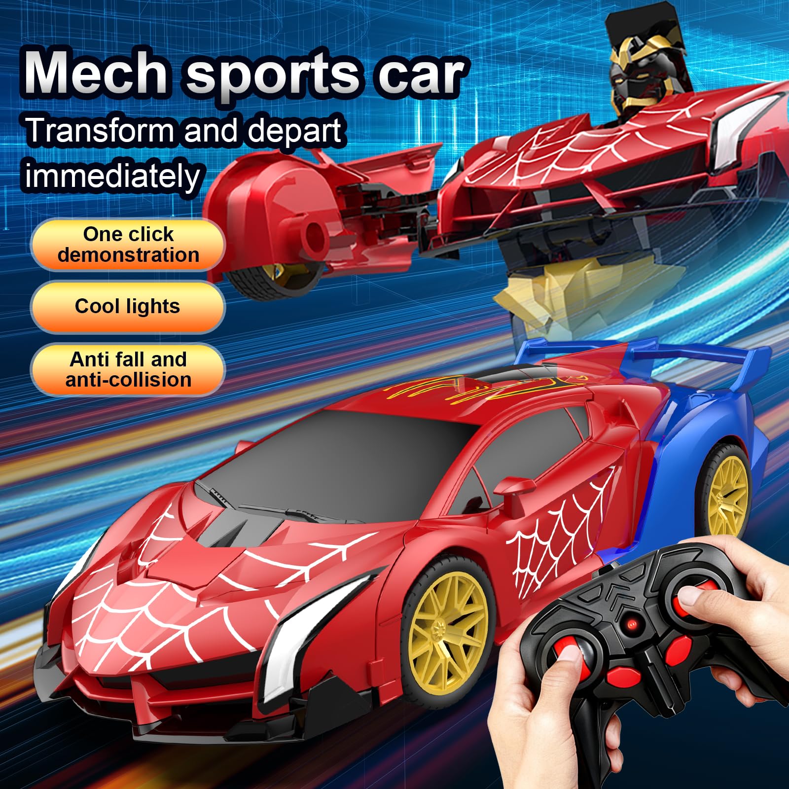 Blackma Transform RC Car car-to-robot deformation mid-transformation.