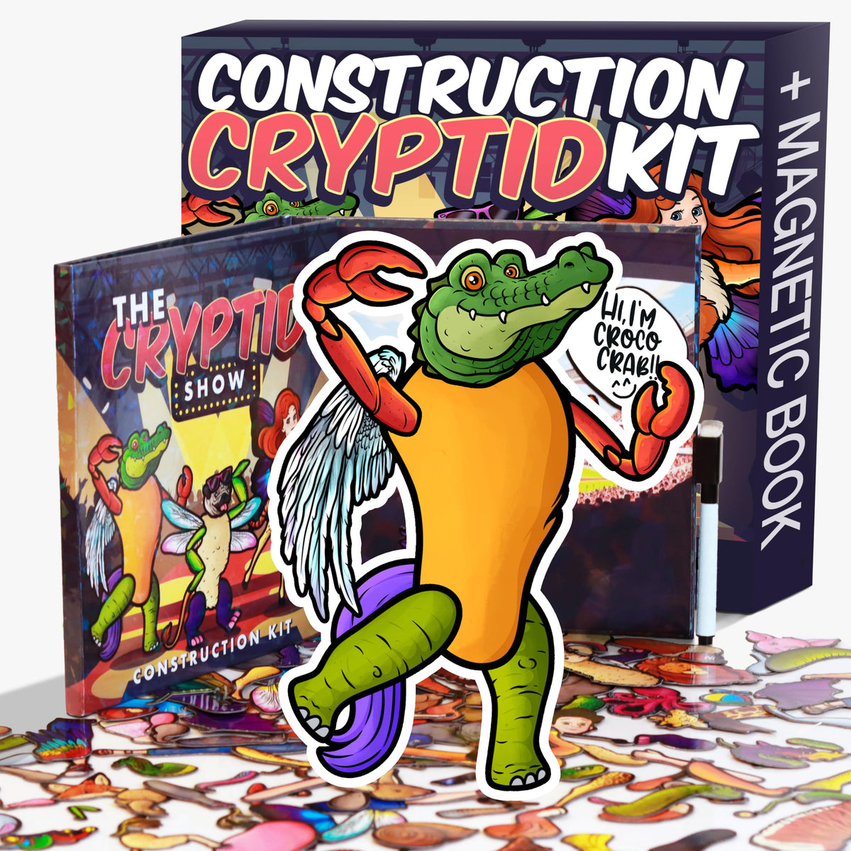 BLASTFORCRAFTS cryptid construction magnets on fridge enabling endless creature combos.