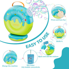BLAXTEM donut bubble machine charging via Type-C for extended playtime
