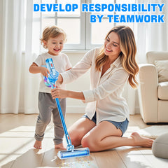 BLAXTEM light blue vacuum with crevice tool helps reach tight corners safely.