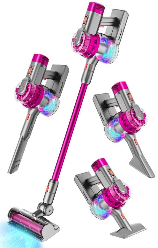 BLAXTEM 4-in-1 kids vacuum rose red for imaginative pretend cleaning.