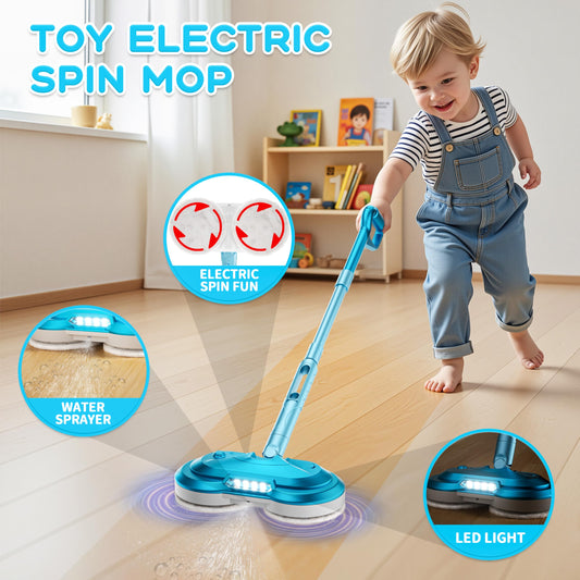 BLAXTEM mop with LED headlights helps kids explore night-time pretend cleaning safely.
