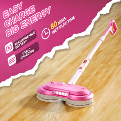 BLAXTEM kids mop rechargeable battery powers up to 80 minutes of play