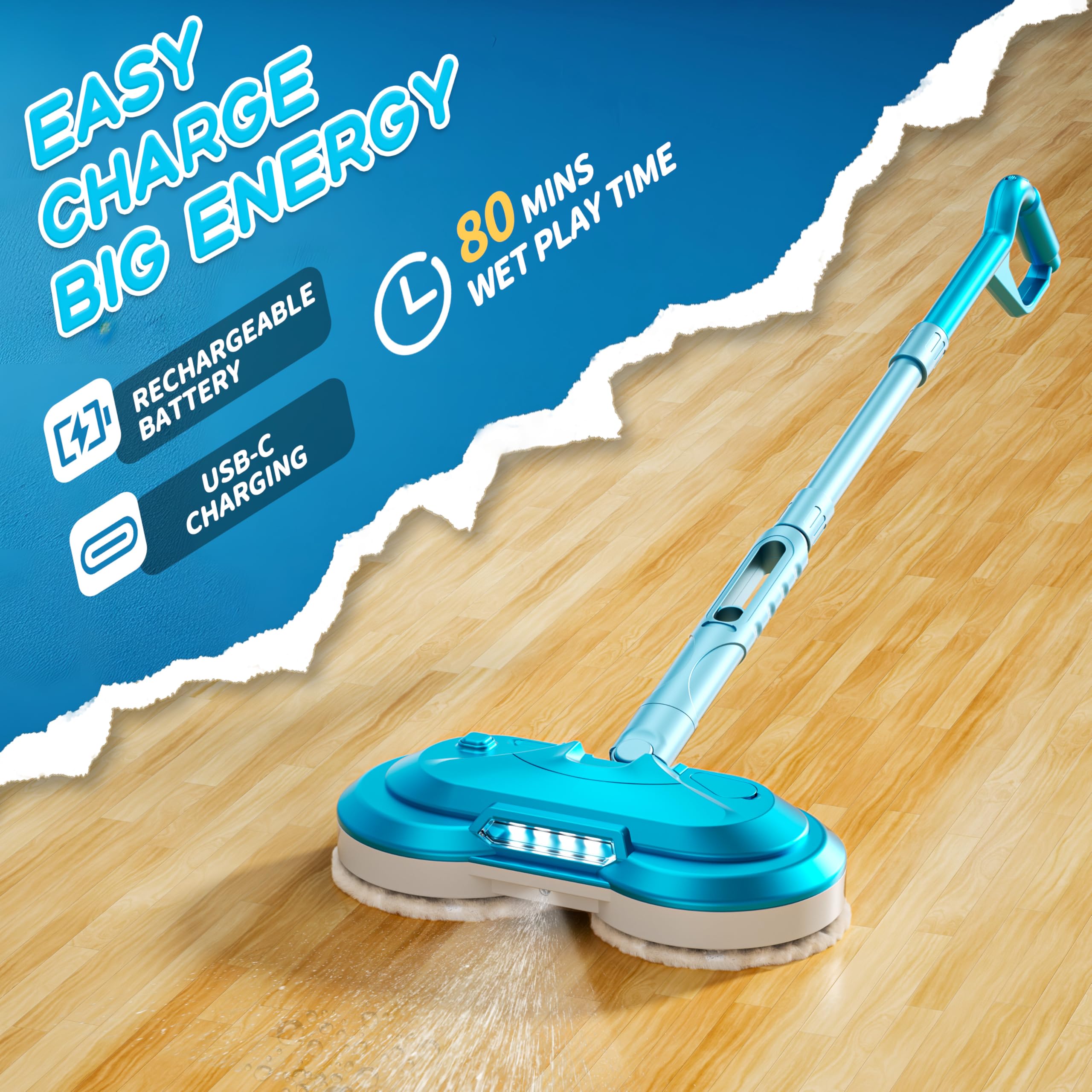 BLAXTEM water-spray feature adds splashy realism to engaging cleaning play.