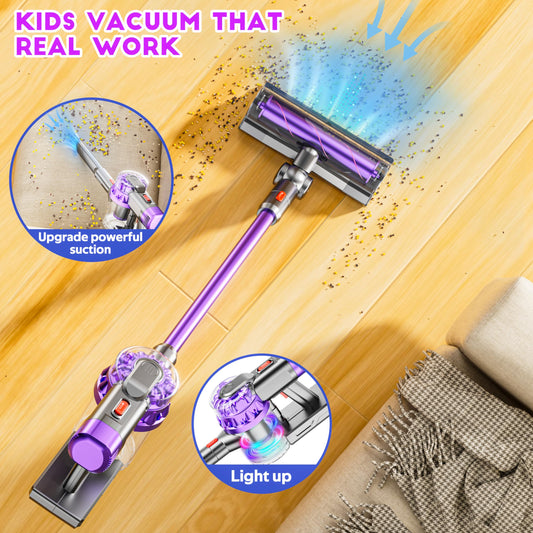 BLAXTEM kids vacuum with interchangeable cleaning heads for varied pretend chores