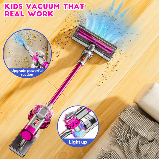 BLAXTEM toy vacuum demonstrates real suction with lights and sounds for engaging play.