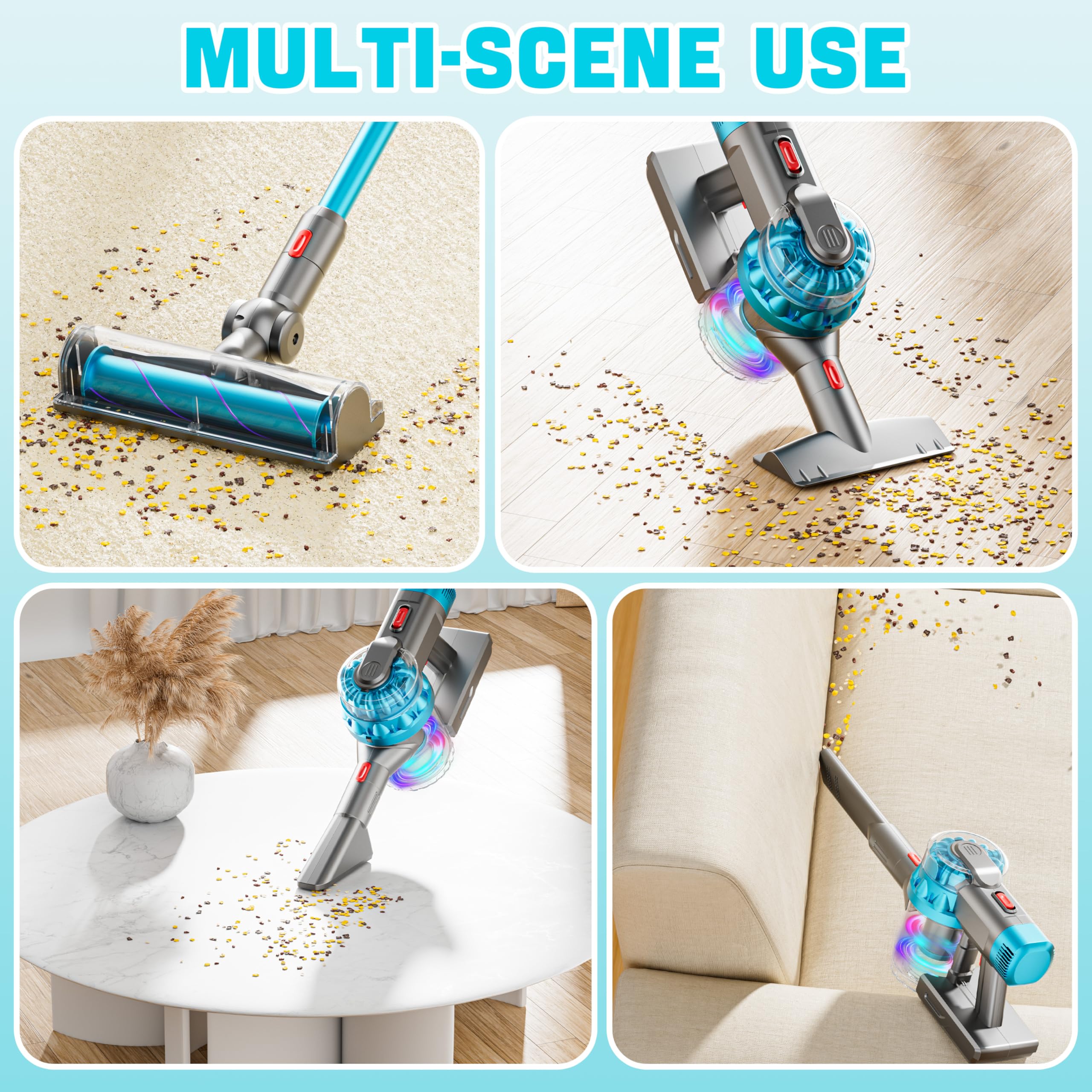 BLAXTEM 4-in-1 kids toy vacuum extension tube extends reach during pretend chores
