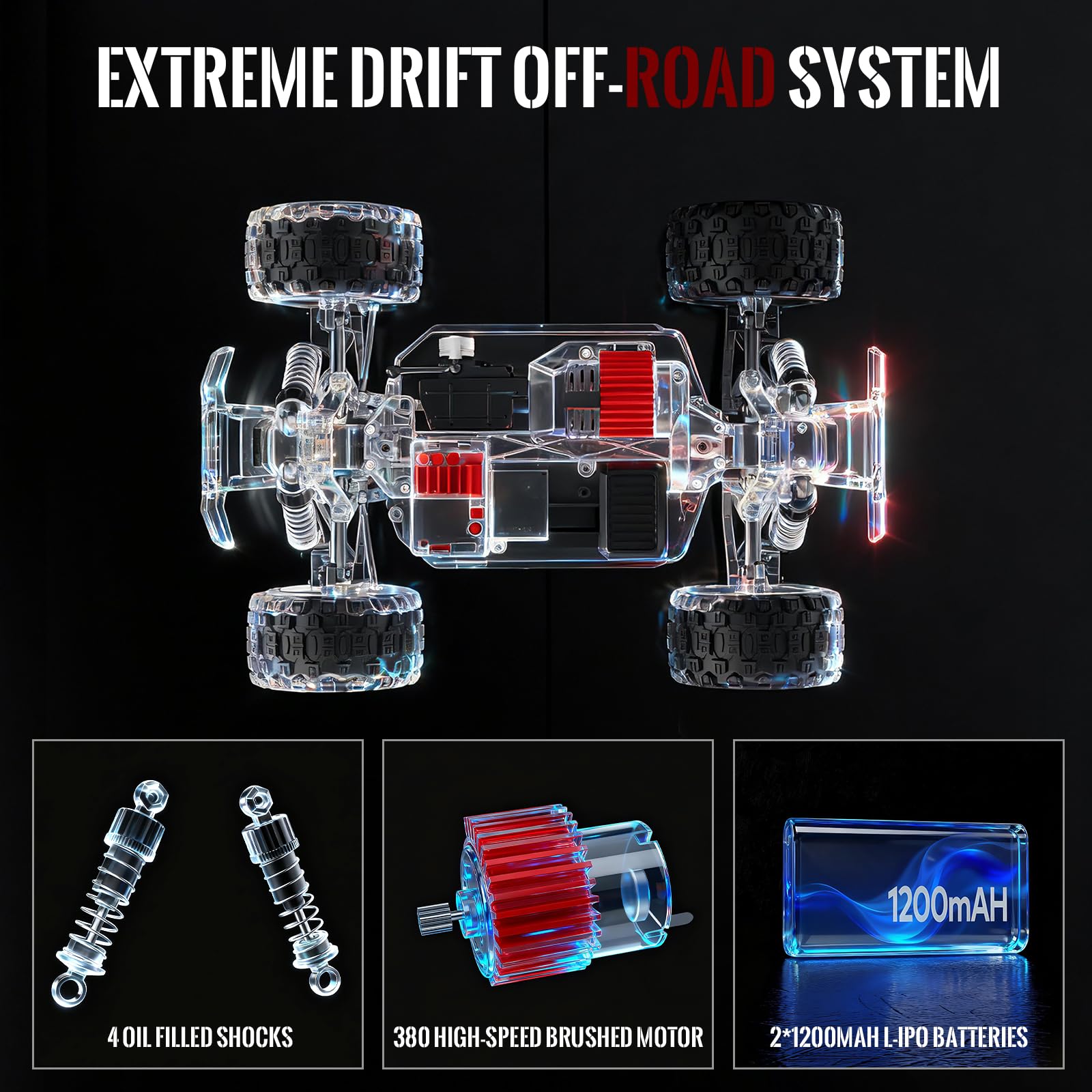 BLBAISH RC car independent suspension for smooth handling on rough terrain