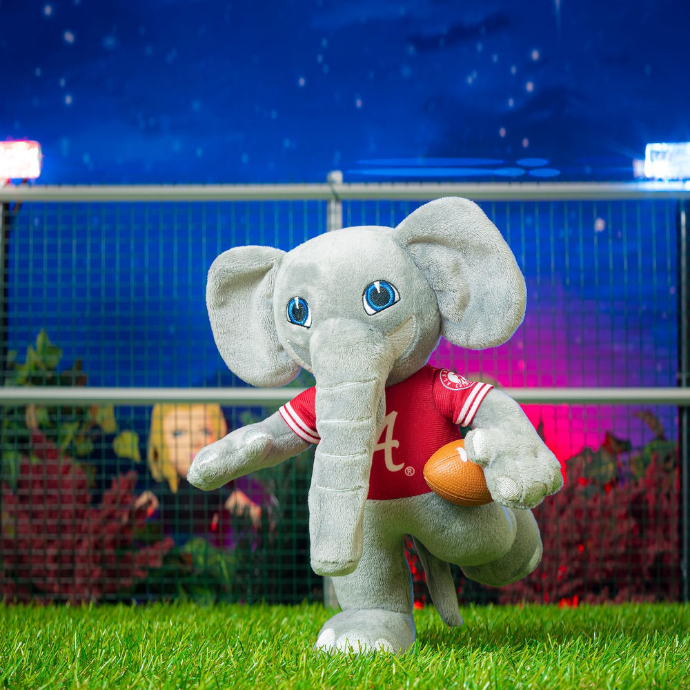 Bleacher Creatures Alabama Elephant 10inch sits on shelf with a stable stance.