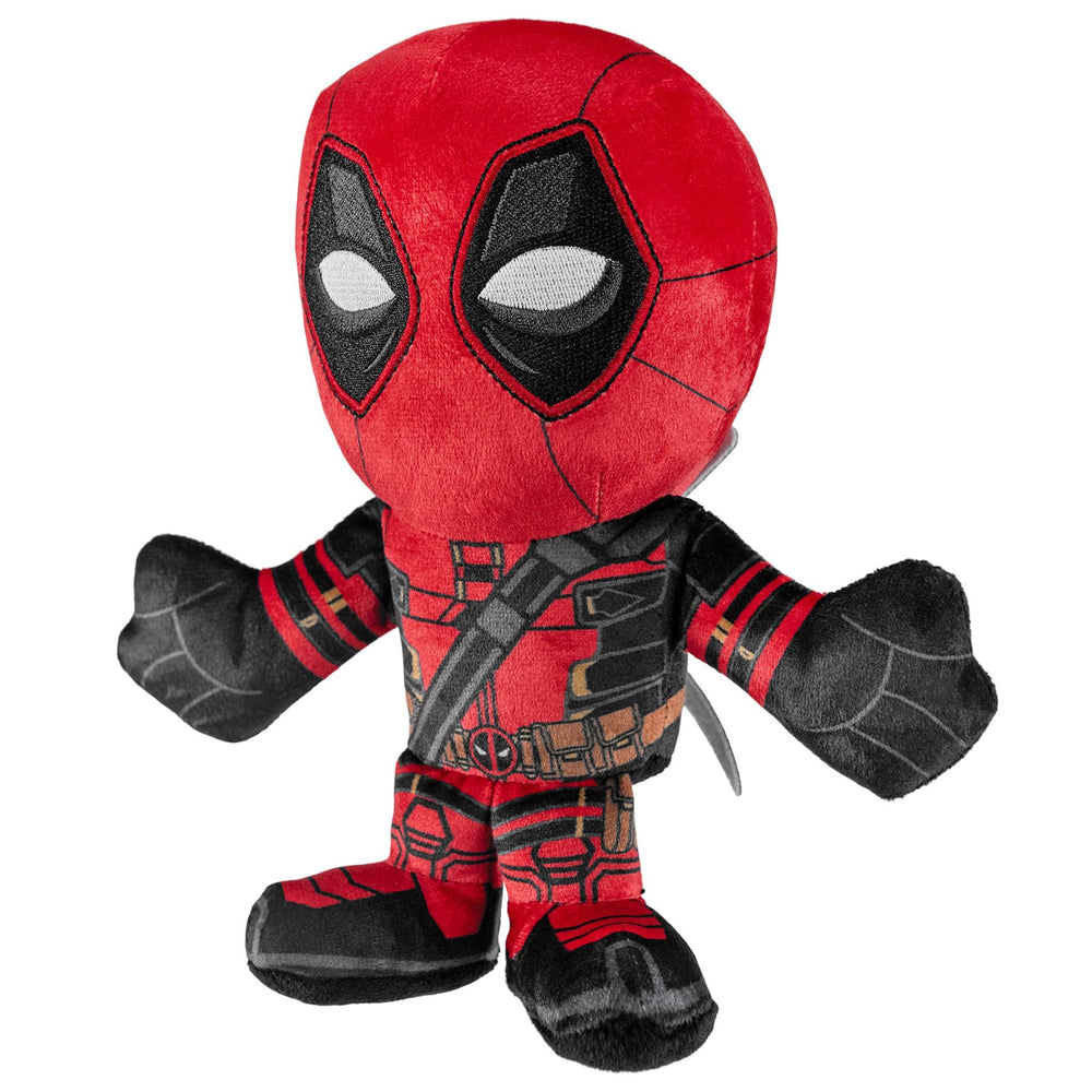 Bleacher Creatures Deadpool plush with bean bag bottom for stable seating.