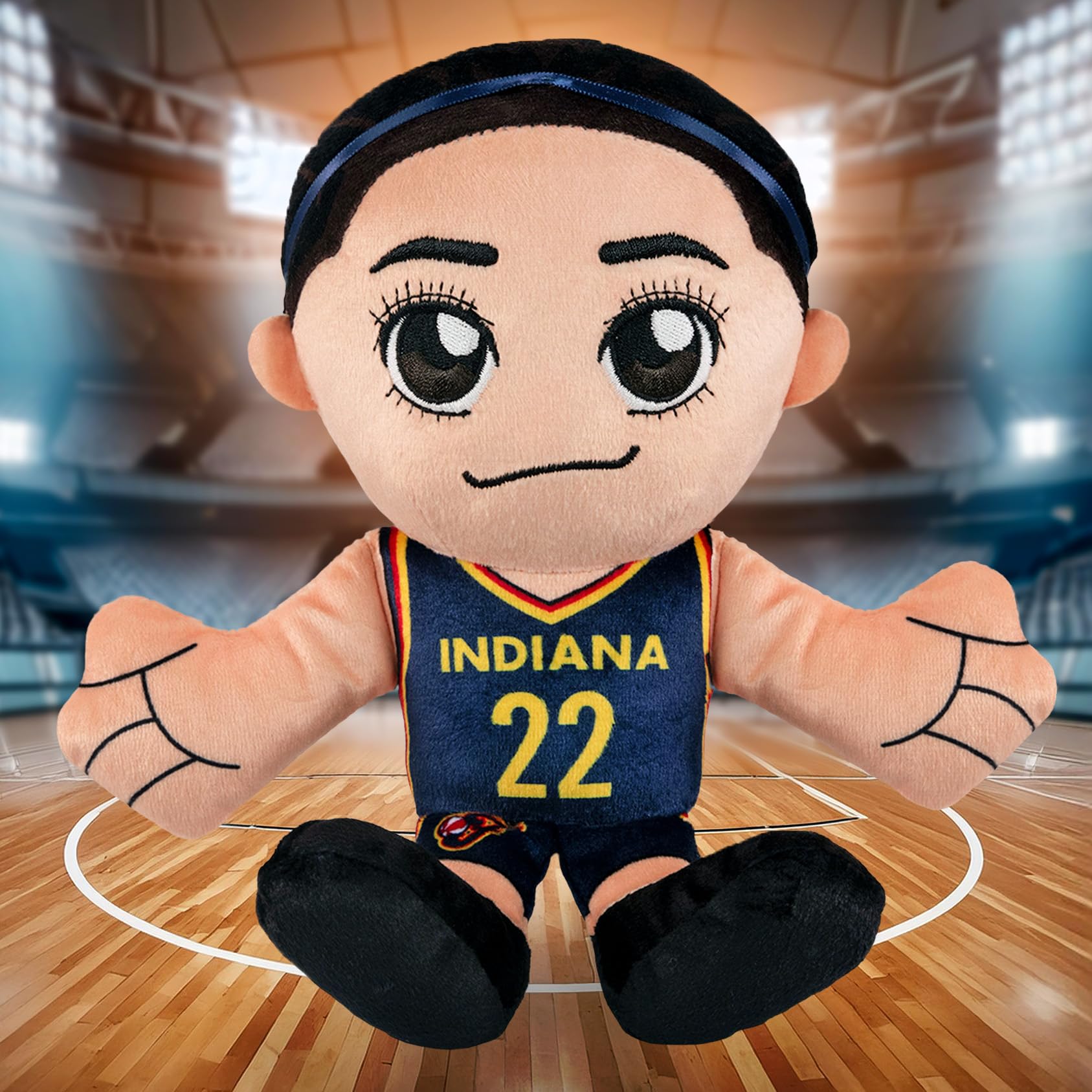 Bleacher Creatures Caitlin Clark plush with sublimated logo for authentic team branding