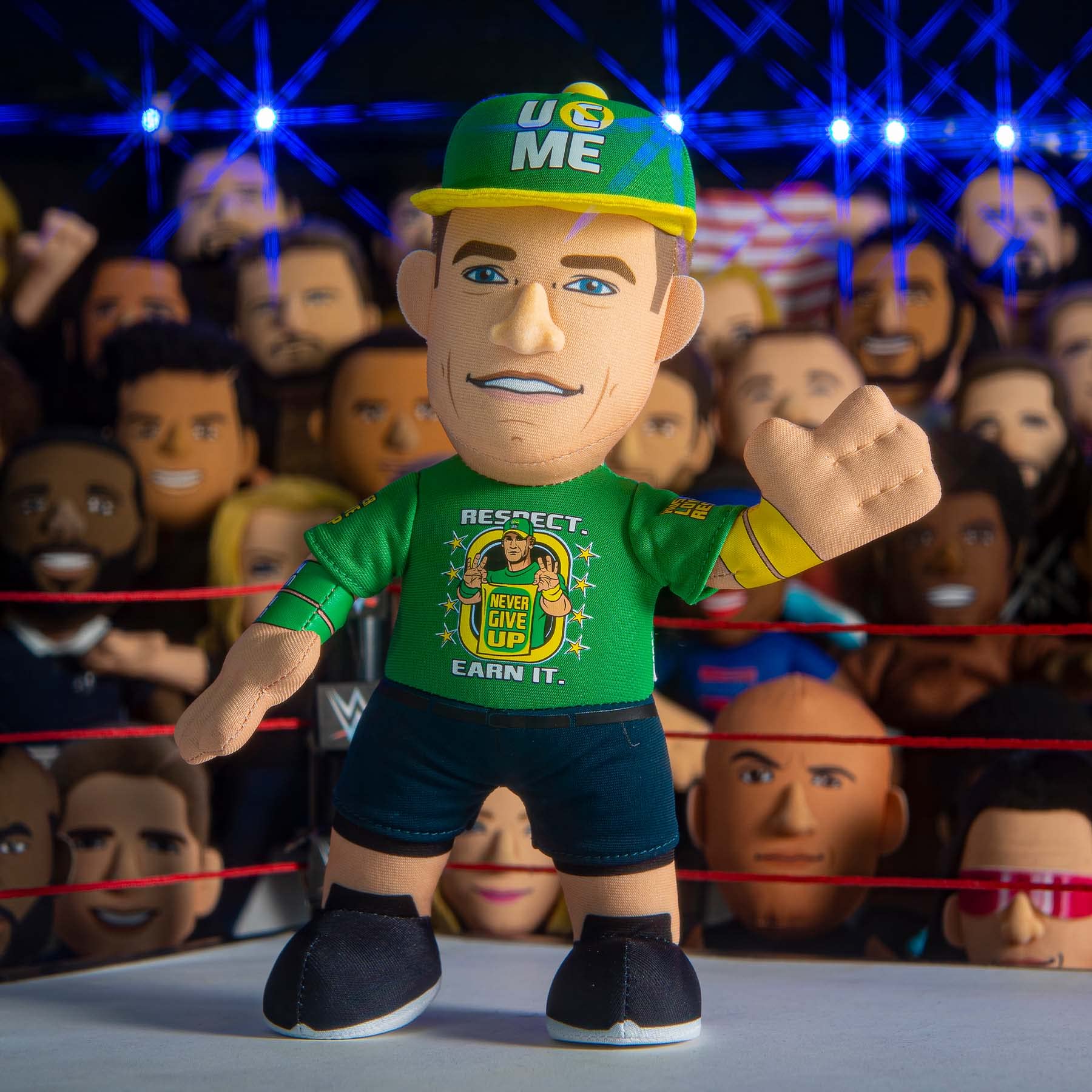 Bleacher Creatures John Cena plush fabric detail emphasizes soft touch.
