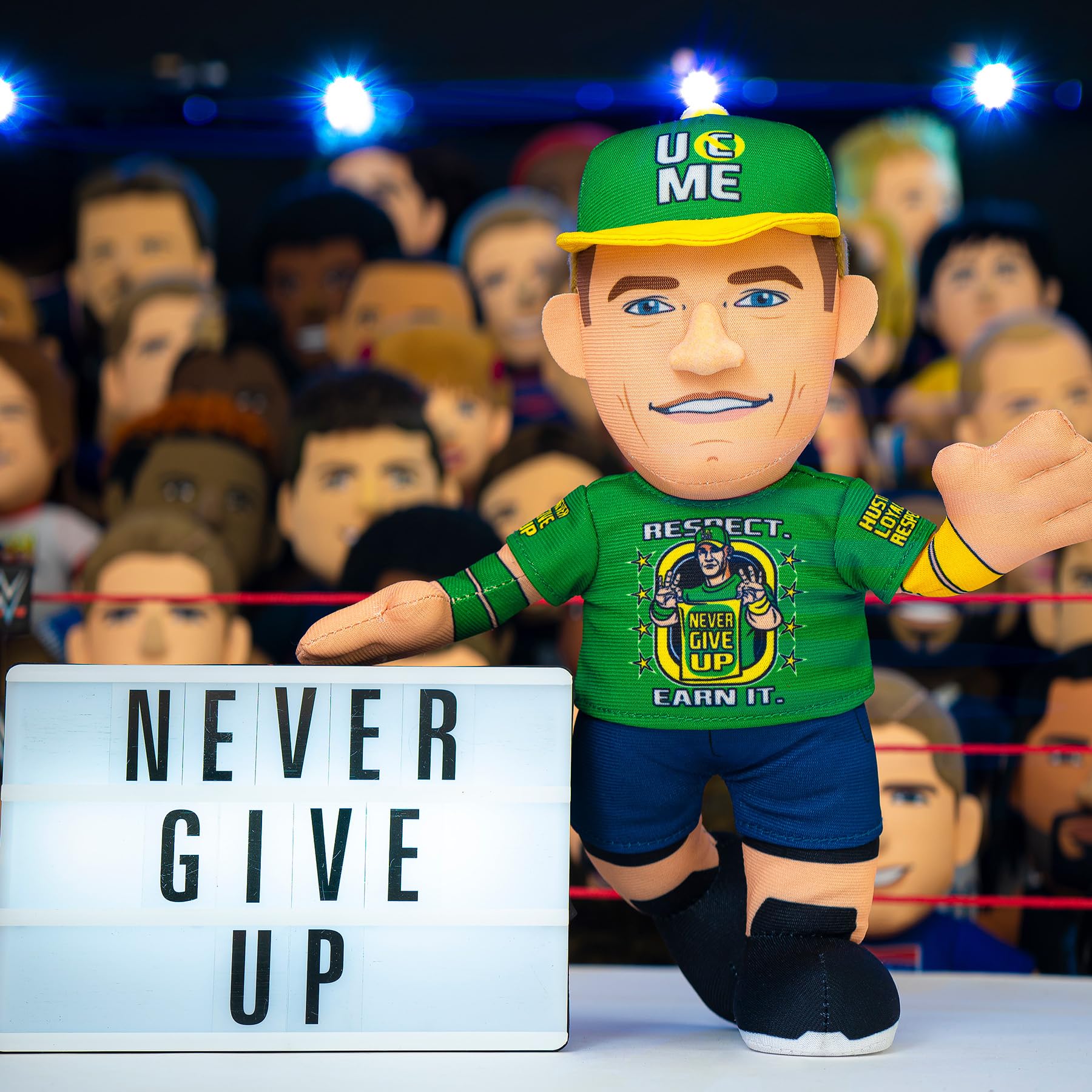 Bleacher Creatures John Cena plush figure pose ready for photo-sharing and fan posts.