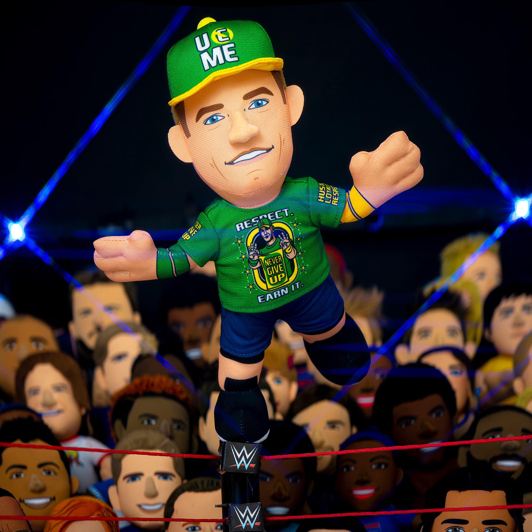 Bleacher Creatures John Cena plush front detail shows stitched features and friendly expression.
