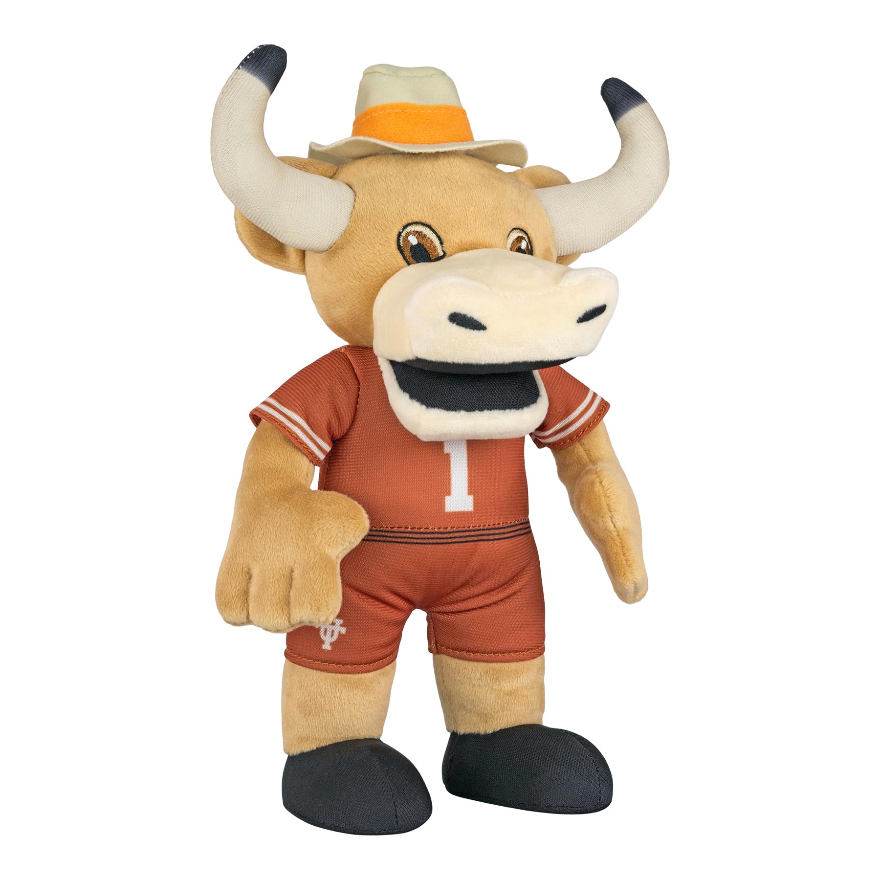 Bleacher Creatures Hook Em 10inch plush face detail highlights branding and team spirit.