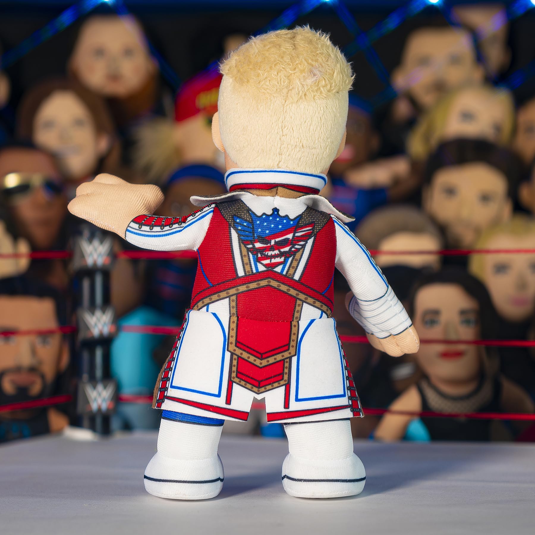 Bleacher Creatures Cody Rhodes 10-inch plush packaging highlights licensed character