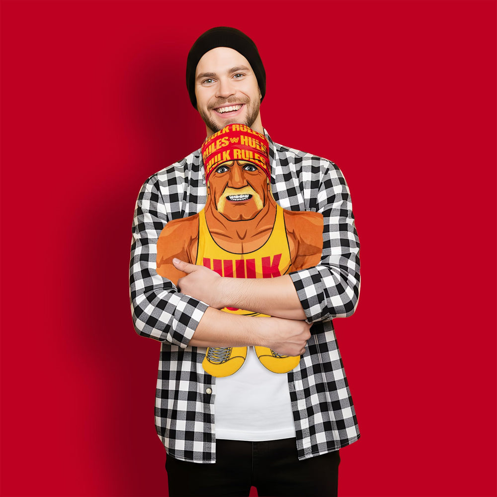 Face detail captures Hulk Hogan’s iconic expression with vibrant sublimation print fidelity.