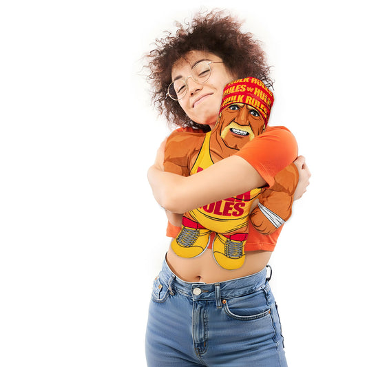Full-body view of Hulk Hogan plush ideal for recreating favorite WWE moments.
