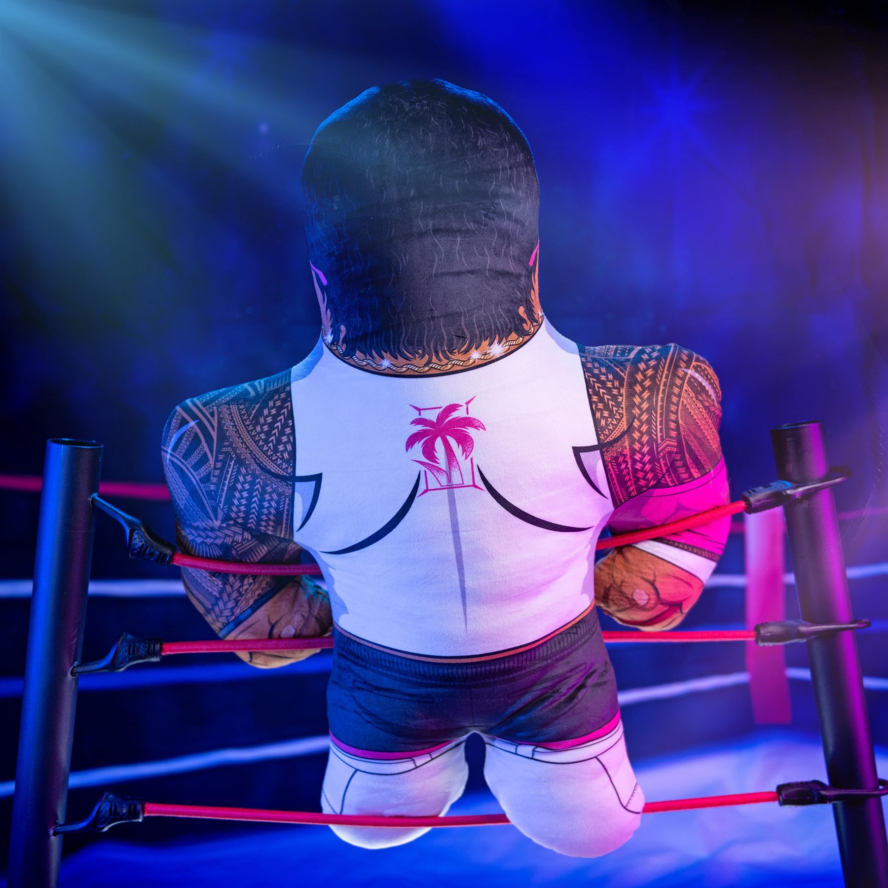 Bleacher Creatures Jey Uso 24-inch plush stands tall for eye-catching display.
