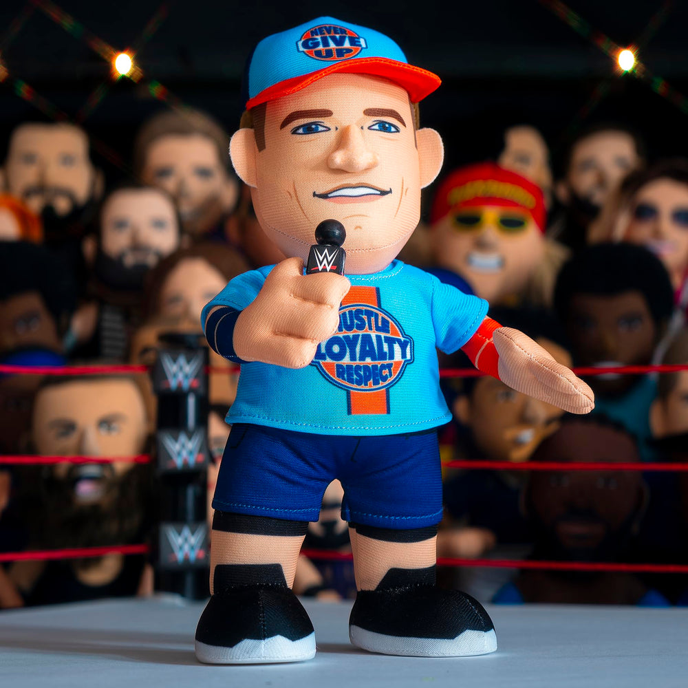 Bleacher Creatures John Cena 10-inch plush, officially licensed WWE product for collectors.