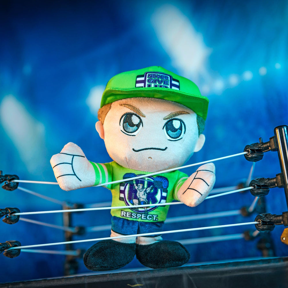 Bleacher Creatures John Cena Kuricha plush side view shows compact 8-inch size for display.
