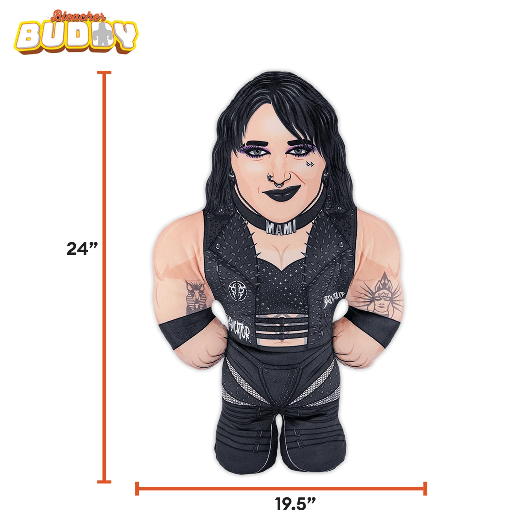 Bleacher Creatures WWE Rhea Ripley 24-Inch Bleacher Buddy detailed face and signature outfit