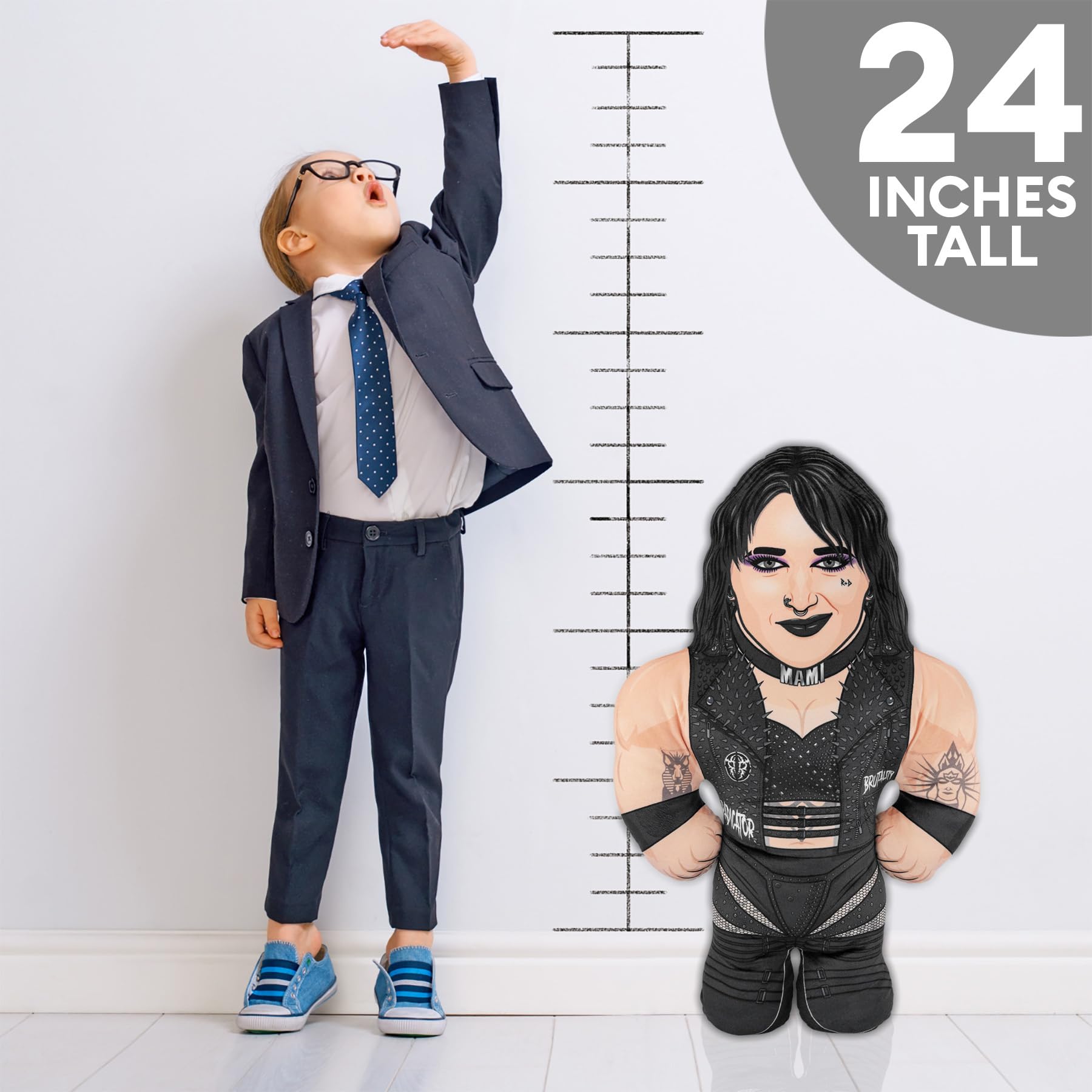 Bleacher Creatures WWE Rhea Ripley 24-Inch Bleacher Buddy stitch work and plush texture