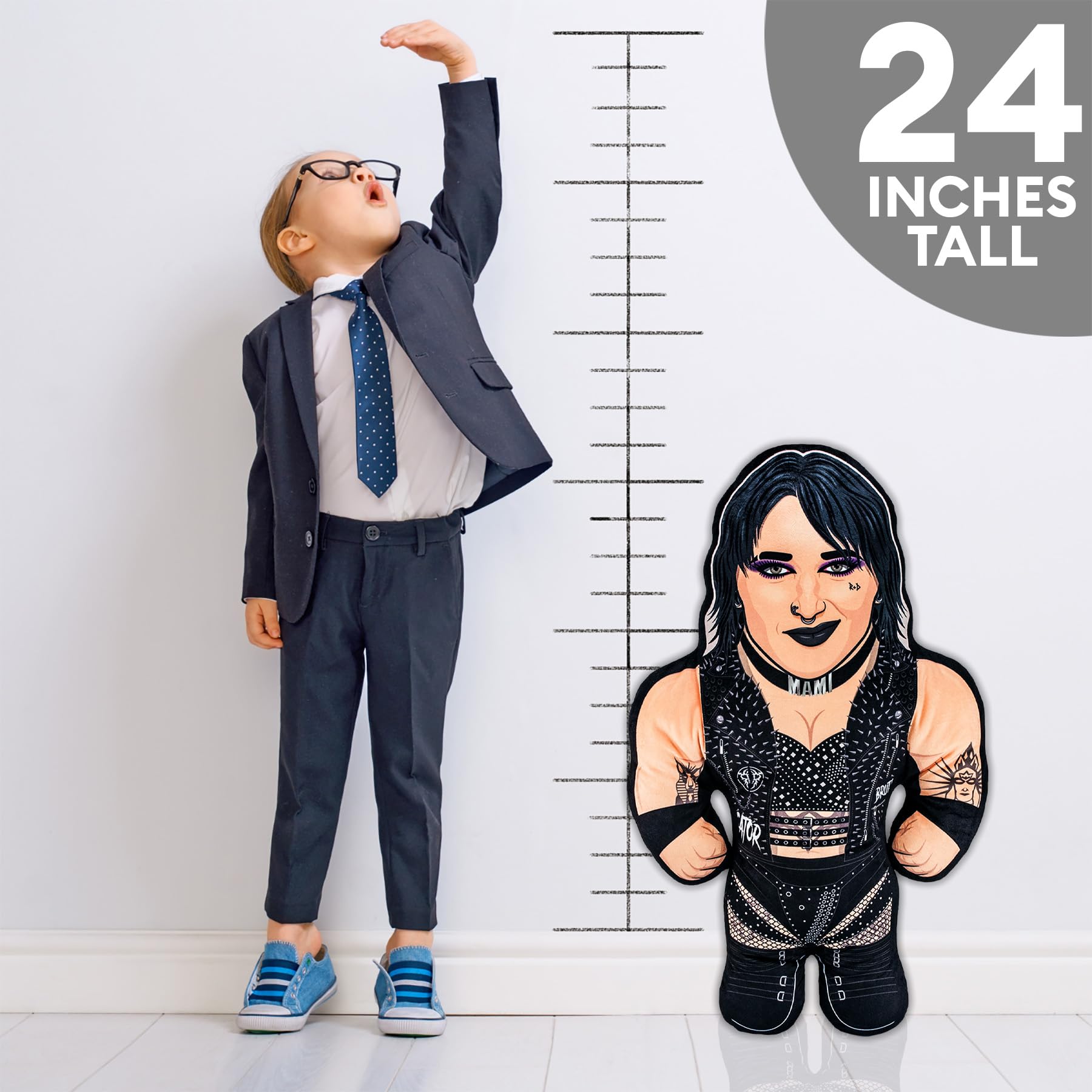 Bleacher Creatures WWE Rhea Ripley 24-Inch Bleacher Buddy store display on shelves