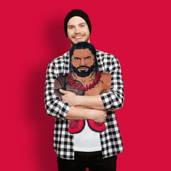 Bleacher Creatures Roman Reigns plush face detail highlights iconic features for collectors