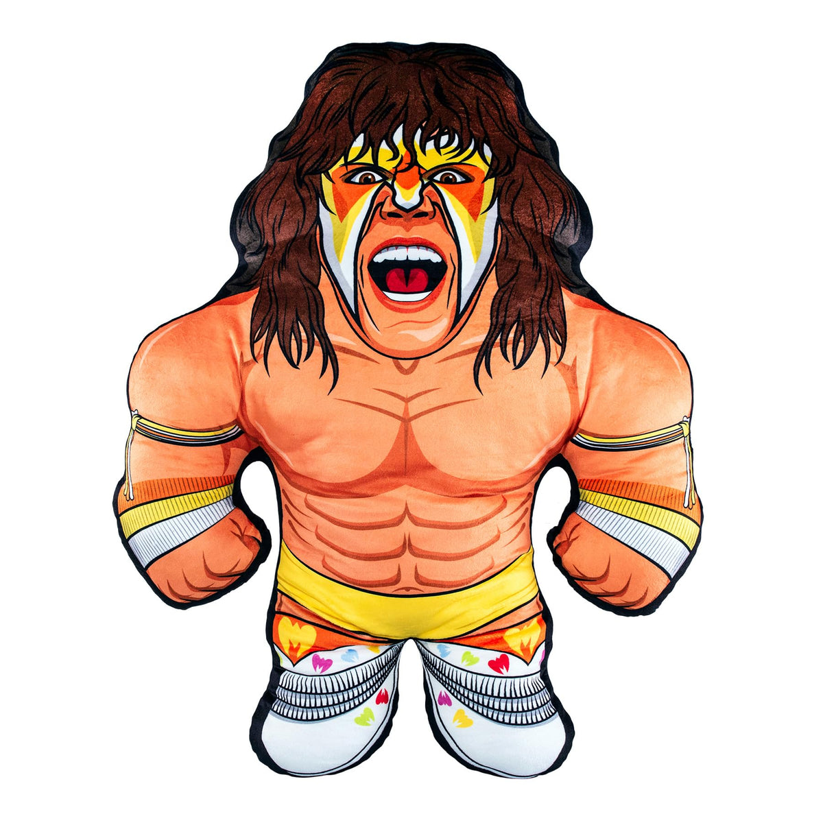 Bleacher Creatures WWE Ultimate Warrior 24-inch Bleacher Buddy, front view, ideal for display and collection.