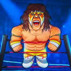 Bleacher Creatures WWE Ultimate Warrior 24-inch Bleacher Buddy, detail shot, soft fabric texture.